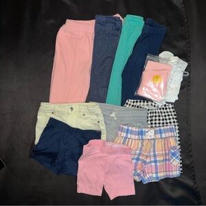 4/5T Girls Mixed Shorts & Leggings Tights Lot in Pink, Navy, Teal, Plaid